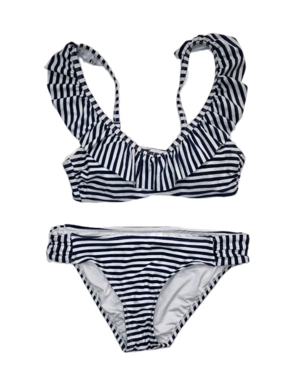 Vineyard Vines Target Bikini Set Size S/M Navy White Stripes Ruffle Top